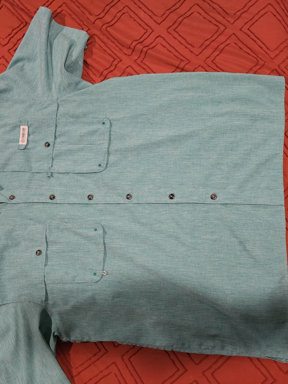 Magellan Outdoors Teal Short-Sleeve Fishing Shirt
